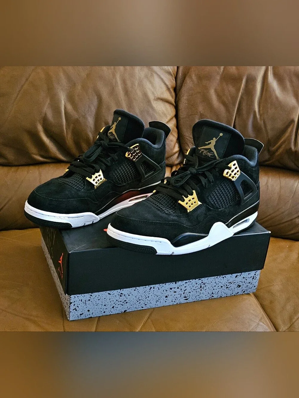 Nike Air Jordan 4 Retro Royalty Black Gold Size 13 (GREAT SHAPE)